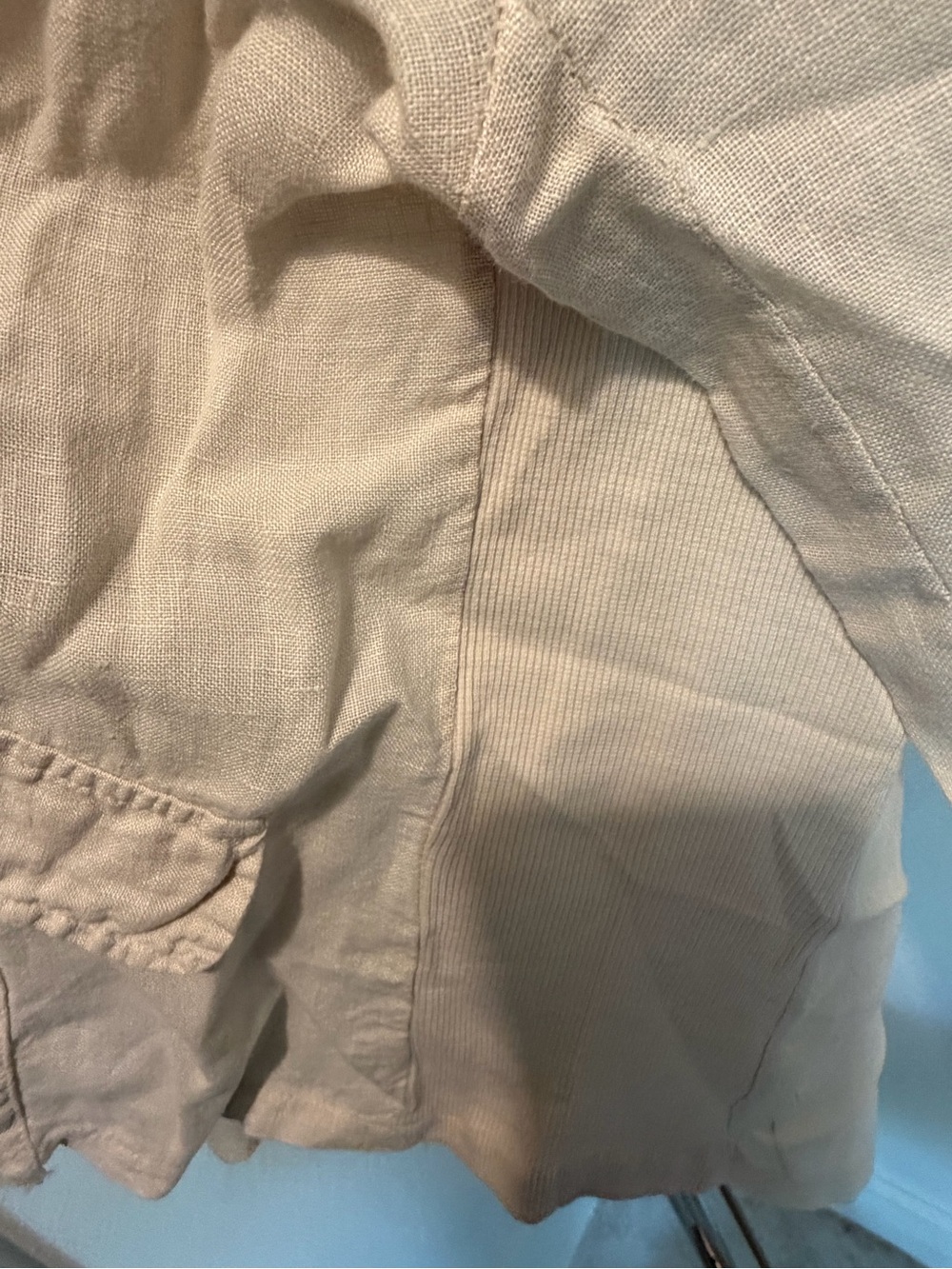 Splendid Iris Cream Frayed Open-Front Linen-Blend Jacket - Picture 6 of 6
